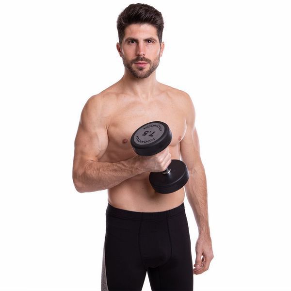 Гантель цільна професійна з поліуретановим покриттям TECHNOGYM LN-1254-7_5 1шт 7,5кг чорний-сірий LN-1254-7_5 фото