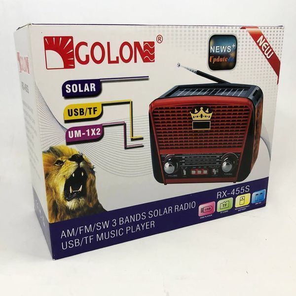 Радіоприймач Golon RX-455S USB / акумулятор сонячна панель FM радіо з mp3 програвачем. Колір: Сірий ws33147-1-1 фото