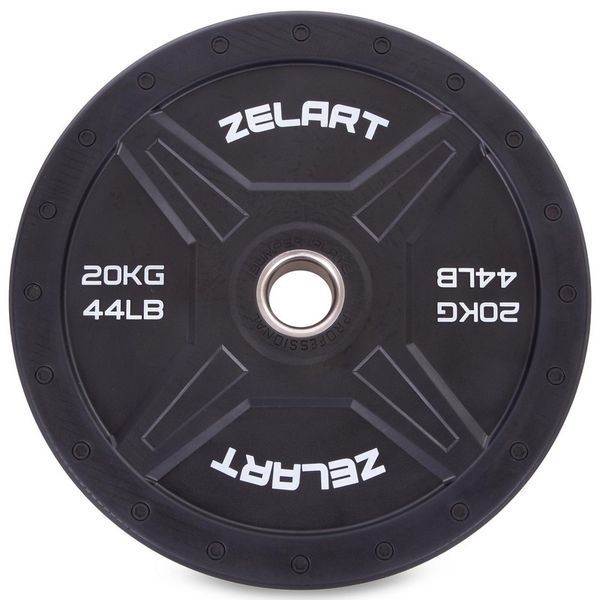 Бамперные диски резиновые Bumper Plates Zelart TA-2258-20 50,4мм 20кг черный TA-2258-20 фото