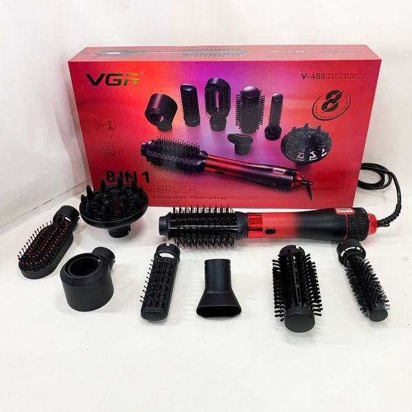 Фен-щітка стайлер VGR 8 в 1 V-488. Колір: червоний ws81639-1 фото