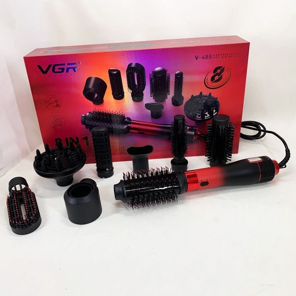 Фен-щітка стайлер VGR 8 в 1 V-488. Колір: червоний ws81639-1 фото