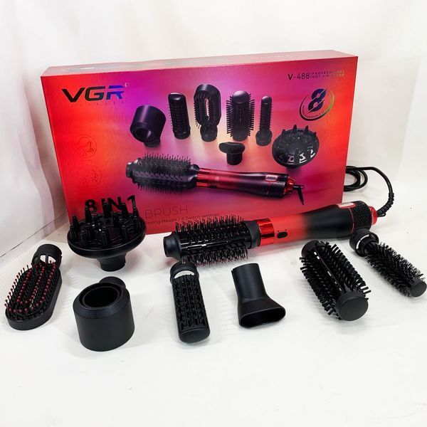 Фен-щітка стайлер VGR 8 в 1 V-488. Колір: червоний ws81639-1 фото