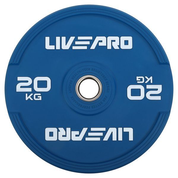Бамперные диски резиновые Bumper Plates LiveUp LP8332-20 o50.5мм 20кг синий LP8332-20 фото