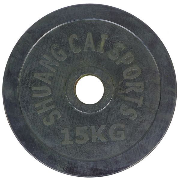 Млинці диски гумові SHUANG CAI SPORTS TA-1448-15B 52мм 15кг чорний TA-1448-15B фото