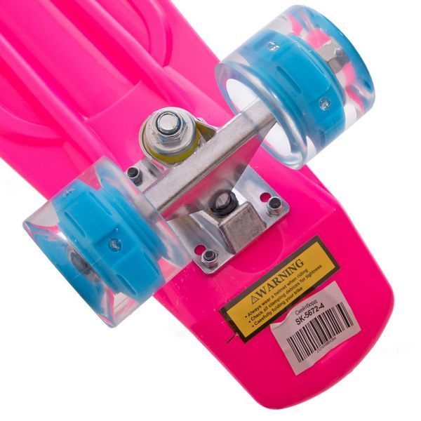 Пенни борд Penny Board круизер пластиковый со светящимися колесами 22' SP-Sport SK-5672-4 розовый-голубой SK-5672-4 фото