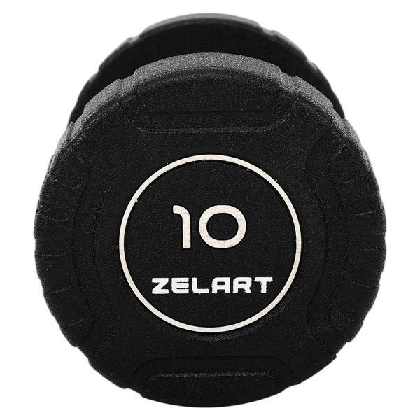 Гантель цільна професійна CPU покриття Zelart TA-3111-10 1шт 10кг чорний TA-3111-10 фото