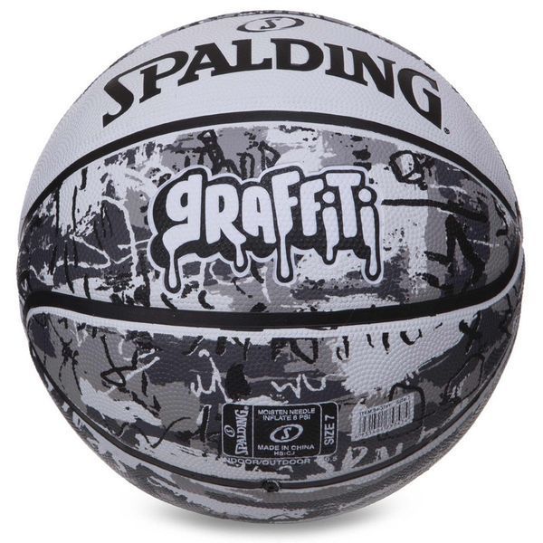 Мяч баскетбольный резиновый SPALDING GRAFFITI 84375Y размер 7 белый-черный 84375Y фото