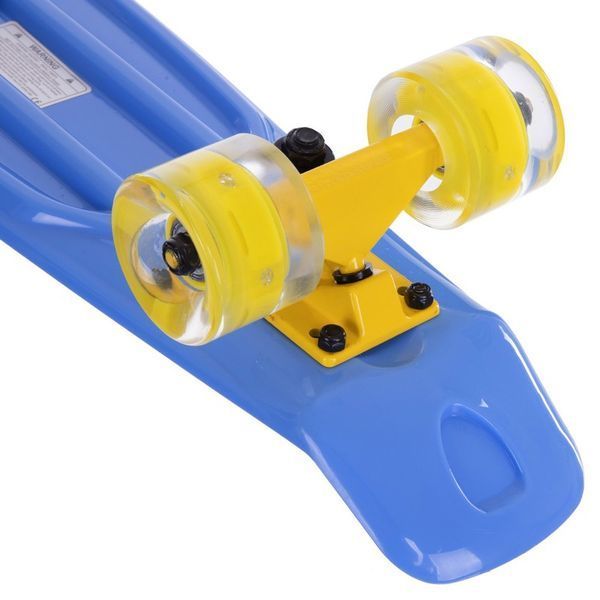 Пенни борд Penny Board круизер пластиковый со светящимися колесами 22' FISH SK-405-10 синий-желтый SK-405-10 фото