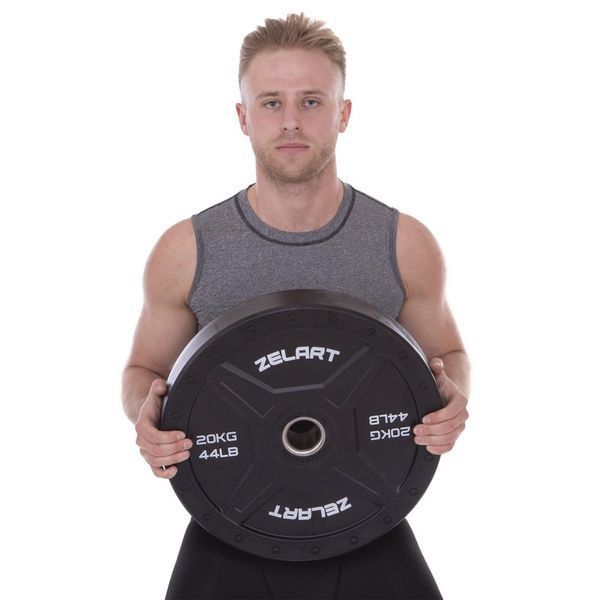 Бамперные диски резиновые Bumper Plates Zelart TA-2258-20 50,4мм 20кг черный TA-2258-20 фото