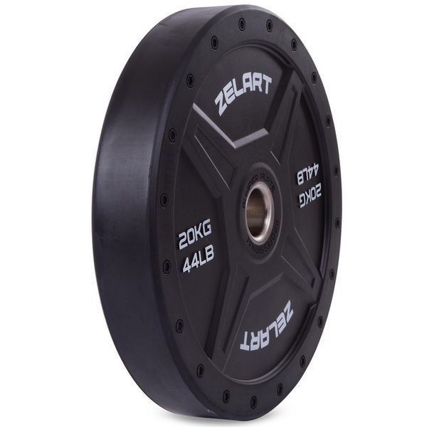 Бамперные диски резиновые Bumper Plates Zelart TA-2258-20 50,4мм 20кг черный TA-2258-20 фото