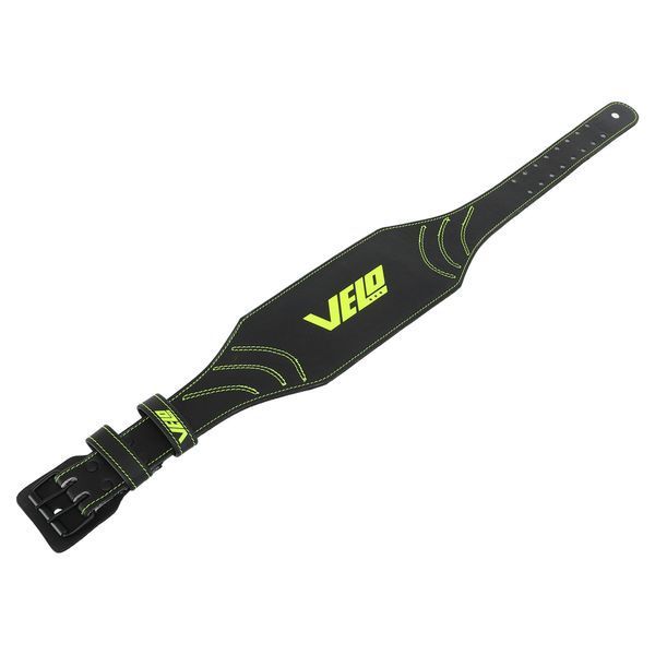Пояс атлетический кожаный VELO VL-9739 спинка-15см размер-S-XXL черный-салатовый VL-9739 фото