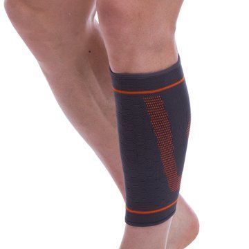 Фиксатор мышц голени спортивный компрессионный 1штука SIBOTE ST-956 S-XL серый-оранжевый ST-956 фото
