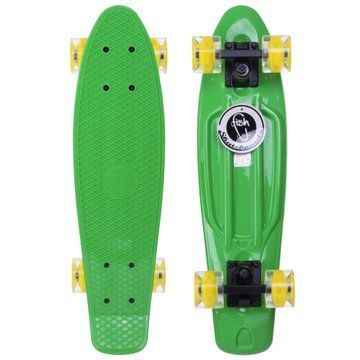 Пенни борд Penny Board круизер пластиковый со светящимися колесами 22' FISH SK-405-8 салатовый-черный-желтый SK-405-8 фото