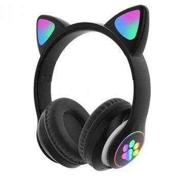 Беспроводные LED наушники с кошачьими ушками CAT STN-28. Цвет: черный ws44267 фото