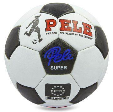 М'яч футбольний PELE Super BALLONSTAR FB-0174 №5 PU білий-чорний FB-0174 фото