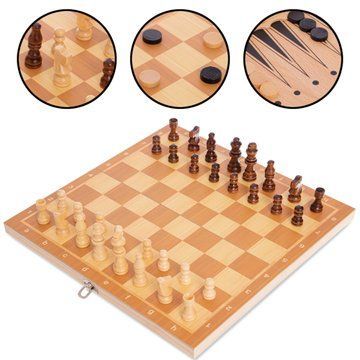 Шахматы шашки нарды 3 в 1 набор настольных игр деревянные SP-Sport W7723 размер 34x34см W7723 фото