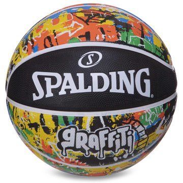 Мяч баскетбольный резиновый SPALDING GRAFFITI 84372Y размер 7 черный-желтый 84372Y фото