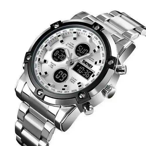 Часы наручные мужские SKMEI 1389SI SILVER, брендовые мужские часы. Цвет: серебряный ws98717-1 фото