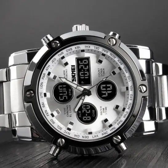 Часы наручные мужские SKMEI 1389SI SILVER, брендовые мужские часы. Цвет: серебряный ws98717-1 фото
