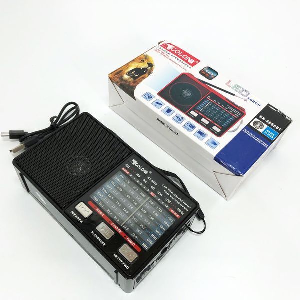 Радио GOLON RX-8866 цифровой портативный радиоприемник с фонариком функцией PowerBank. Цвет: черный ws66942 фото