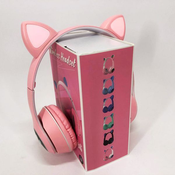 Беспроводные наушники с кошачьими ушками и RGB подсветкой Cat VZV 23M. Цвет: розовый ws53257-5 фото