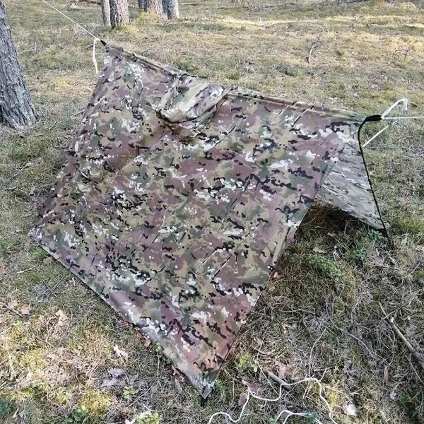 Качественный дождевик пончо (плащ-палатка) мультикам тактический укрепленный камуфляж ws89444 фото