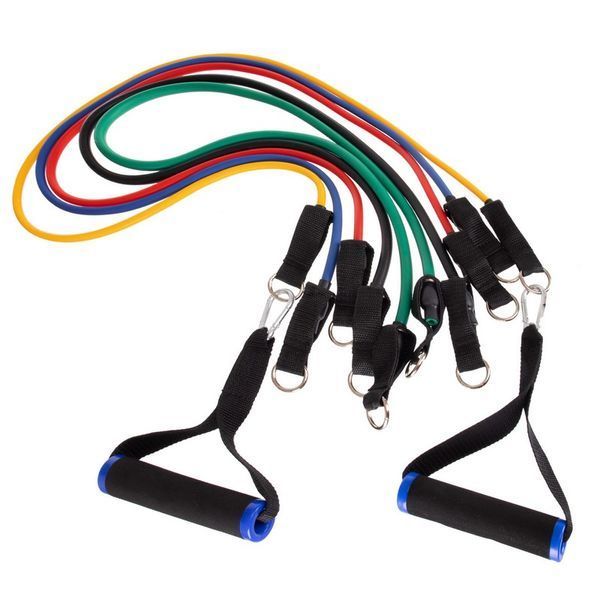 Эспандер многофункциональный для фитнеса 5 жгутов Resistance Band Zelart ET-510 в чехле разноцветный ET-510 фото