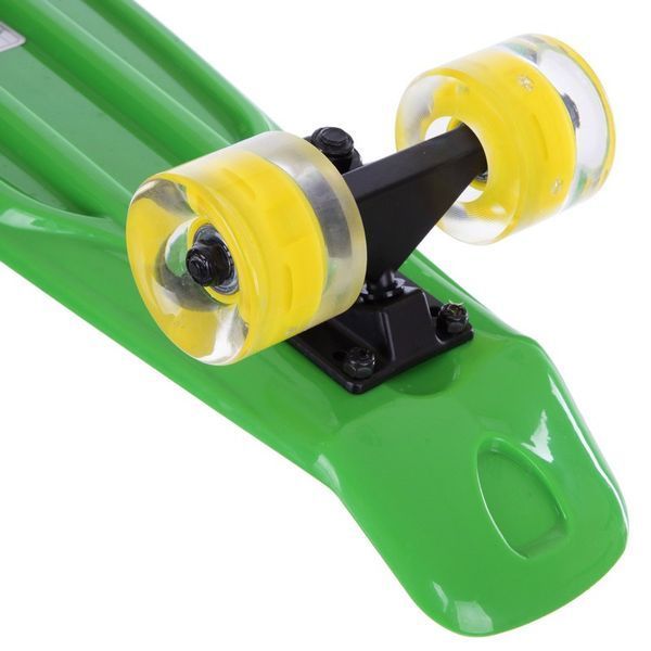 Пенни борд Penny Board круизер пластиковый со светящимися колесами 22' FISH SK-405-8 салатовый-черный-желтый SK-405-8 фото