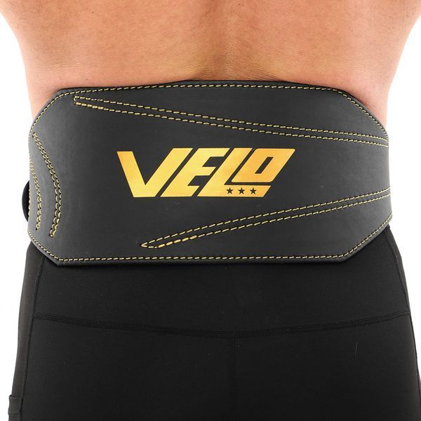 Пояс атлетичний шкіряний VELO VL-9738 спинка-15см розмір-S-XXL чорний-золотий VL-9738 фото