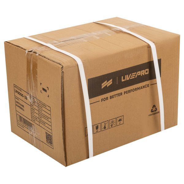 Гантели цельные профессиональные с полиуретановым покрытием LiveUp LP8000-32 2шт по 32кг черный-синий LP8000-32 фото