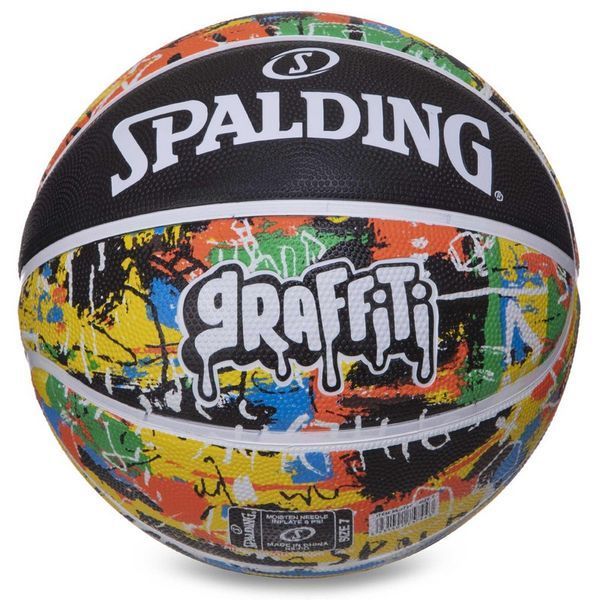 М'яч баскетбольний гумовий SPALDING GRAFFITI 84372Y розмір 7 чорний-жовтий 84372Y фото