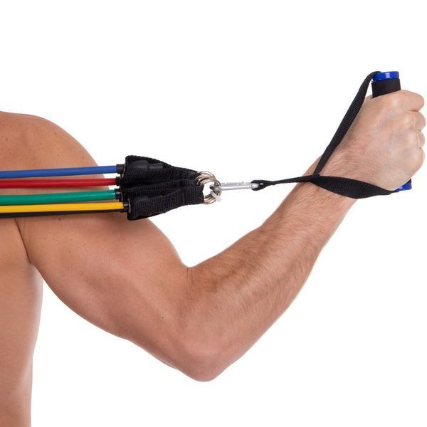 Эспандер многофункциональный для фитнеса 5 жгутов Resistance Band Zelart ET-510 в чехле разноцветный ET-510 фото