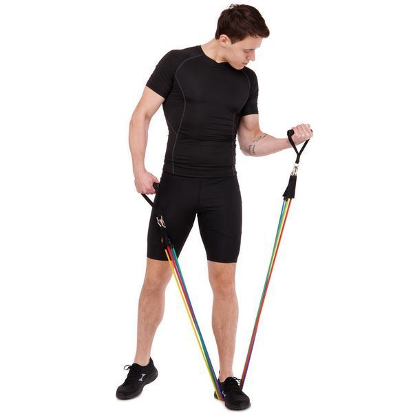 Эспандер Resistance Band многофункциональный 5 жгутов CIMA ET-7912 в чехле разноцветный ET-7912 фото