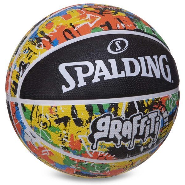 М'яч баскетбольний гумовий SPALDING GRAFFITI 84372Y розмір 7 чорний-жовтий 84372Y фото