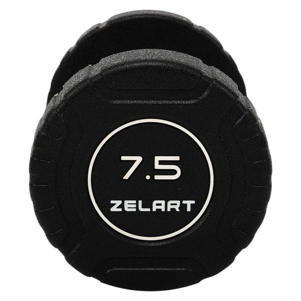 Гантель цільна професійна CPU покриття Zelart TA-3111-7_5 1шт 7,5кг чорний TA-3111-7_5 фото