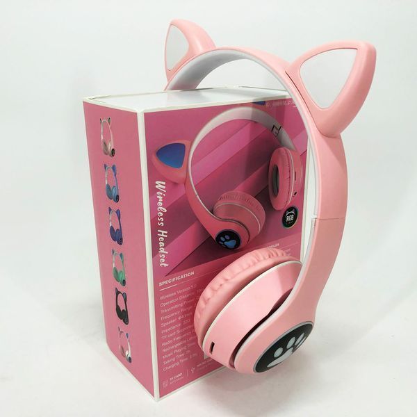 Беспроводные наушники с кошачьими ушками и RGB подсветкой Cat VZV 23M. Цвет: розовый ws53257-5 фото