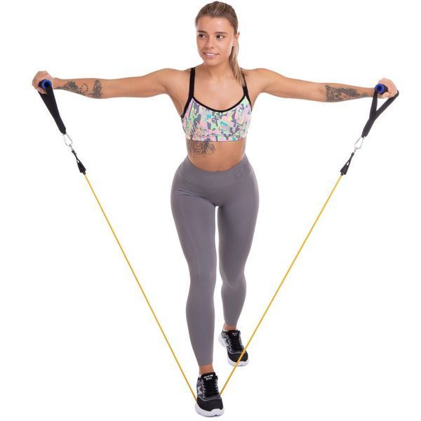 Эспандер многофункциональный для фитнеса 5 жгутов Resistance Band Zelart ET-510 в чехле разноцветный ET-510 фото