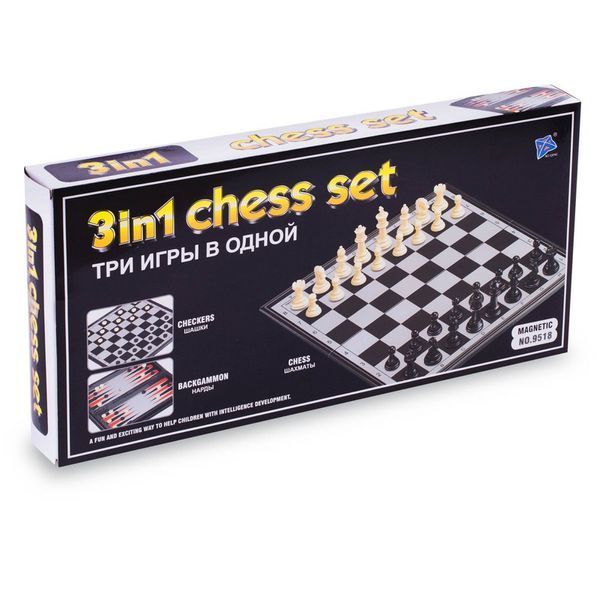 Набор настольных игр 3 в 1 на магнитах SP-Sport 9518 размер 24см x 24см 9518 фото