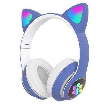 Беспроводные LED наушники с кошачьими ушками CAT STN-28, Стерео наушники с кошачьими ушками. Цвет: синий ws44267-1 фото