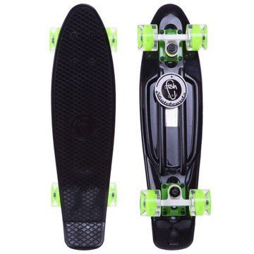 Пенни борд Penny Board круизер пластиковый со светящимися колесами 22' FISH SK-405-7 черный-салатовый-салатовый SK-405-7 фото