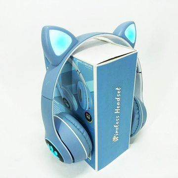 Беспроводные наушники с кошачьими ушками и RGB подсветкой Cat VZV 23M. Цвет: голубой ws53257-7 фото