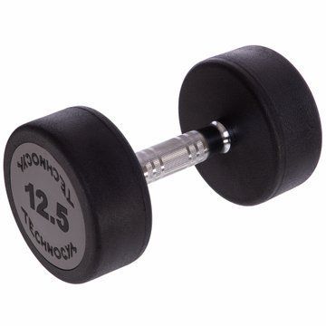 Гантель цільна професійна з поліуретановим покриттям TECHNOGYM LN-1254-12_5 1шт 12,5кг чорний-сірий LN-1254-12_5 фото