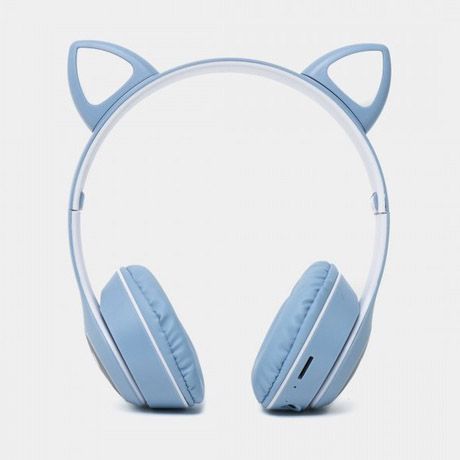 Беспроводные наушники с кошачьими ушками и RGB подсветкой Cat VZV 23M. Цвет: голубой ws53257-7 фото