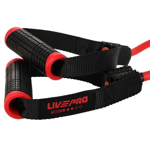 Эспандер трубчатый для фитнеса с ручками 30LB LiveUp LP8405-H 120см нагрузка 13,6кг красный LP8405-H фото