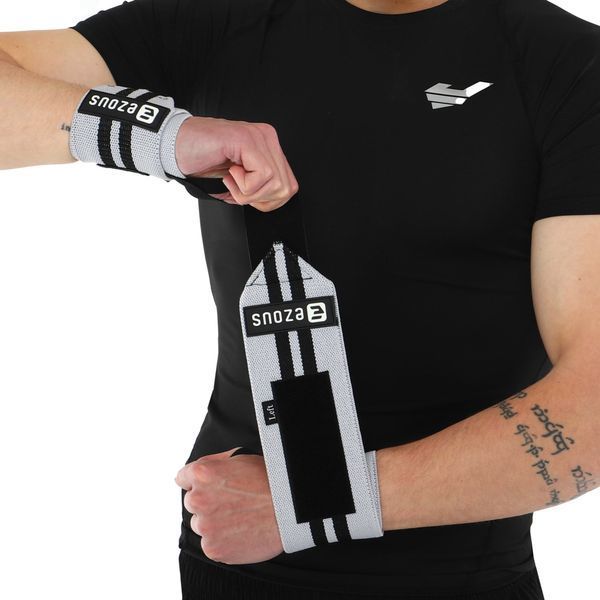 Бинти кистьові для жиму STRENGTH WRIST WEIGHTLIFTING WRAPS EZOUS C-03 2штуки чорний-сірий C-03 фото