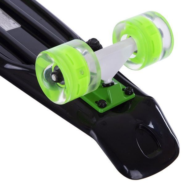 Пенни борд Penny Board круизер пластиковый со светящимися колесами 22' FISH SK-405-7 черный-салатовый-салатовый SK-405-7 фото