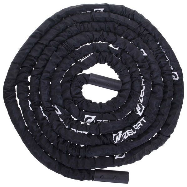 Канат для кроссфита в защитном рукаве Combat Battle Rope Zelart FI-2631-15 15м черный FI-2631-15 фото