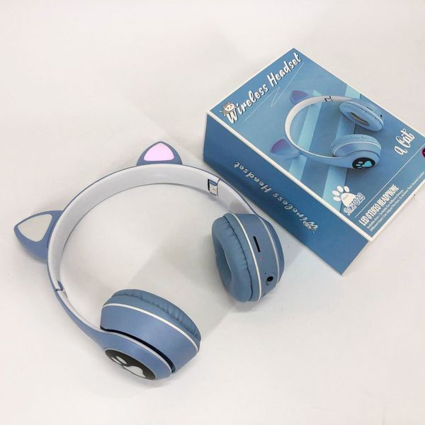 Беспроводные наушники с кошачьими ушками и RGB подсветкой Cat VZV 23M. Цвет: голубой ws53257-7 фото