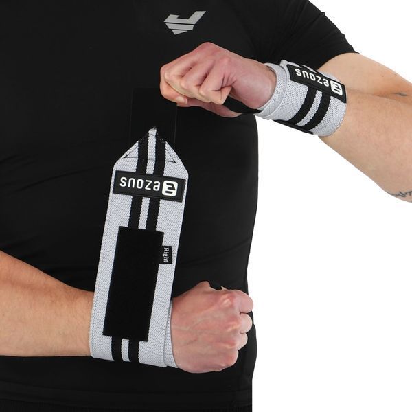 Бинти кистьові для жиму STRENGTH WRIST WEIGHTLIFTING WRAPS EZOUS C-03 2штуки чорний-сірий C-03 фото