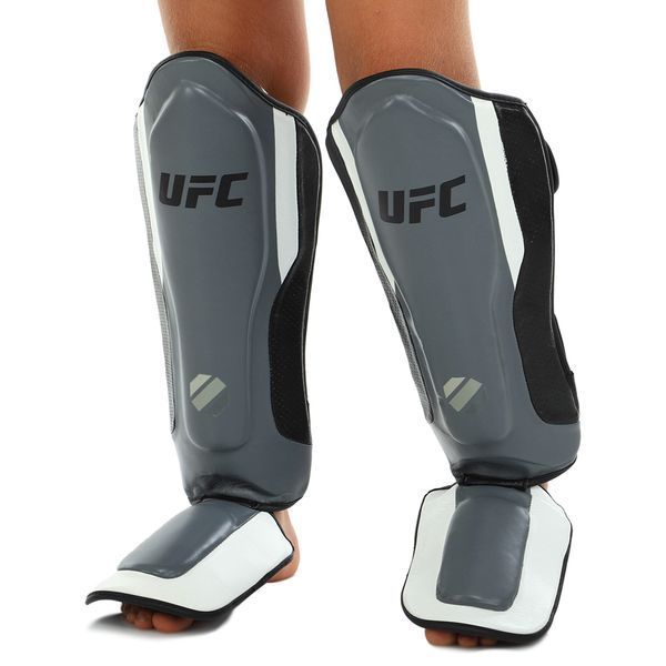 Защита голени и стопы Муай Тай, ММА, Кикбоксинг кожаная UFC PRO Training UHK-69981 S-M серебряный-черный UHK-69981 фото